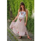 Hímzett gumis derekú Matyó szoknya- Bézs