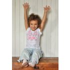 Hímzett rózsaszín madárkás matyó kislány póló- Fehér