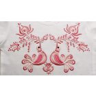 Hímzett rózsaszín madárkás matyó kislány póló- Fehér