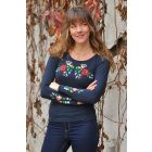 Hímzett Kalocsai Hosszú Ujjú - Sötétkék