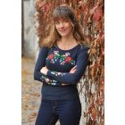 Hímzett Kalocsai Hosszú Ujjú - Sötétkék