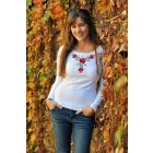 Hímzett Matyó hosszú ujjú- Fehér