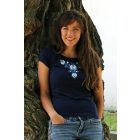 Kékkel hímzett Matyó rövid ujjú- Sötétkék