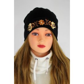 Hímzett Matyó Sapka - Fekete/barna