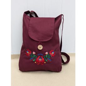 Hímzett Matyó Válltáska - Bordó
