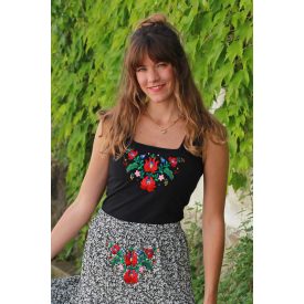 Hímzett Matyó Ujjatlan- Fekete