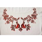 Hímzett barna madárkás matyó póló - Fehér