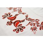 Hímzett barna madárkás matyó póló - Fehér