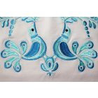 Hímzett kék madárkás matyó póló - Fehér