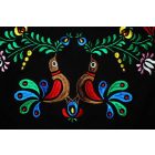 Hímzett színes madárkás matyó póló - Fekete