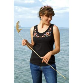 Hímzett hódmezővásárhelyi ujjatlan- Fekete