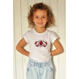 Hímzett székely kislány póló- Fehér