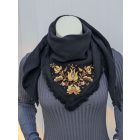 Pamutgéz Matyó Kendő - Fekete/Arany