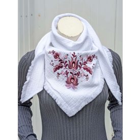 Pamutgéz Matyó Kendő - Fehér/Lila