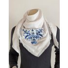 Pamutgéz Matyó Kendő - Fehér/kék	