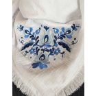 Pamutgéz Matyó Kendő - Fehér/kék	