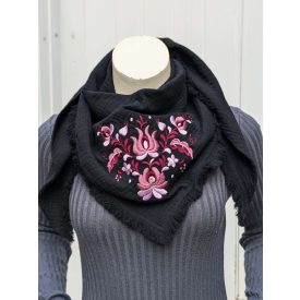 Pamutgéz Matyó Kendő - Fekete/Lila