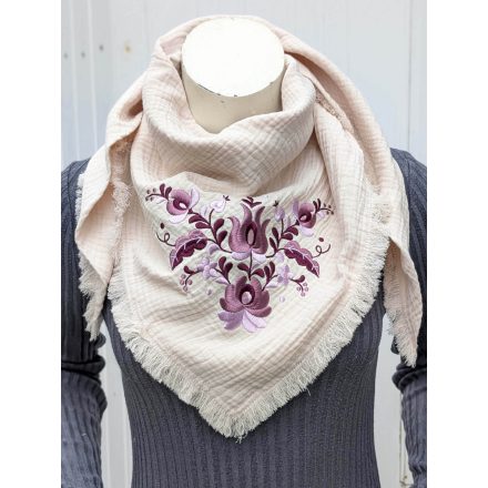 Pamutgéz Matyó Kendő - Vajszín/Lila	