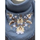 Pamutgéz Matyó Kendő - Világoskék/barna