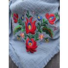 Pamutgéz Matyó Kendő - Világoskék/színes