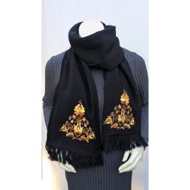 Pamutgéz Matyó Sál - Fekete/Arany