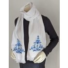 Pamutgéz Matyó Sál - Fehér/kék