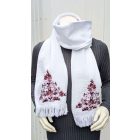 Pamutgéz Matyó Sál - Fehér/Lila