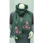 Pamutgéz Matyó Sál - Sötétzöld/Lila