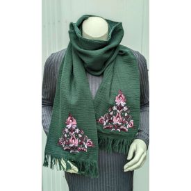 Pamutgéz Matyó Sál - Sötétzöld/Lila