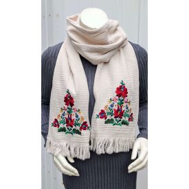 Pamutgéz Matyó Sál - Vajszín/Színes