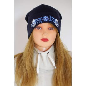 Hímzett Matyó Sapka - Sötétkék/kék