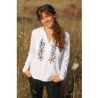 Laza szabású Palóc Blúz- Fehér/szürke